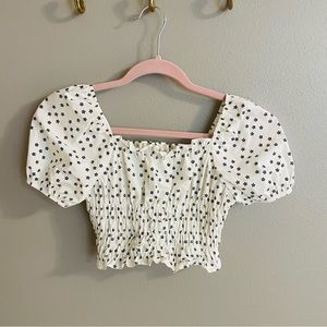 Zara Girls Smocked Puff Sleeve Top